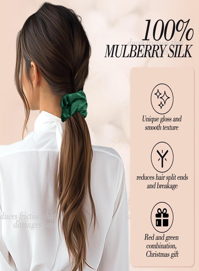 obeoby 4Pcs Mulberry Silk Hair Scrunchies, Red Gifts for Women Girls Silk Hair Ties for Hair Sleep for Frizz Breakage - Image 4